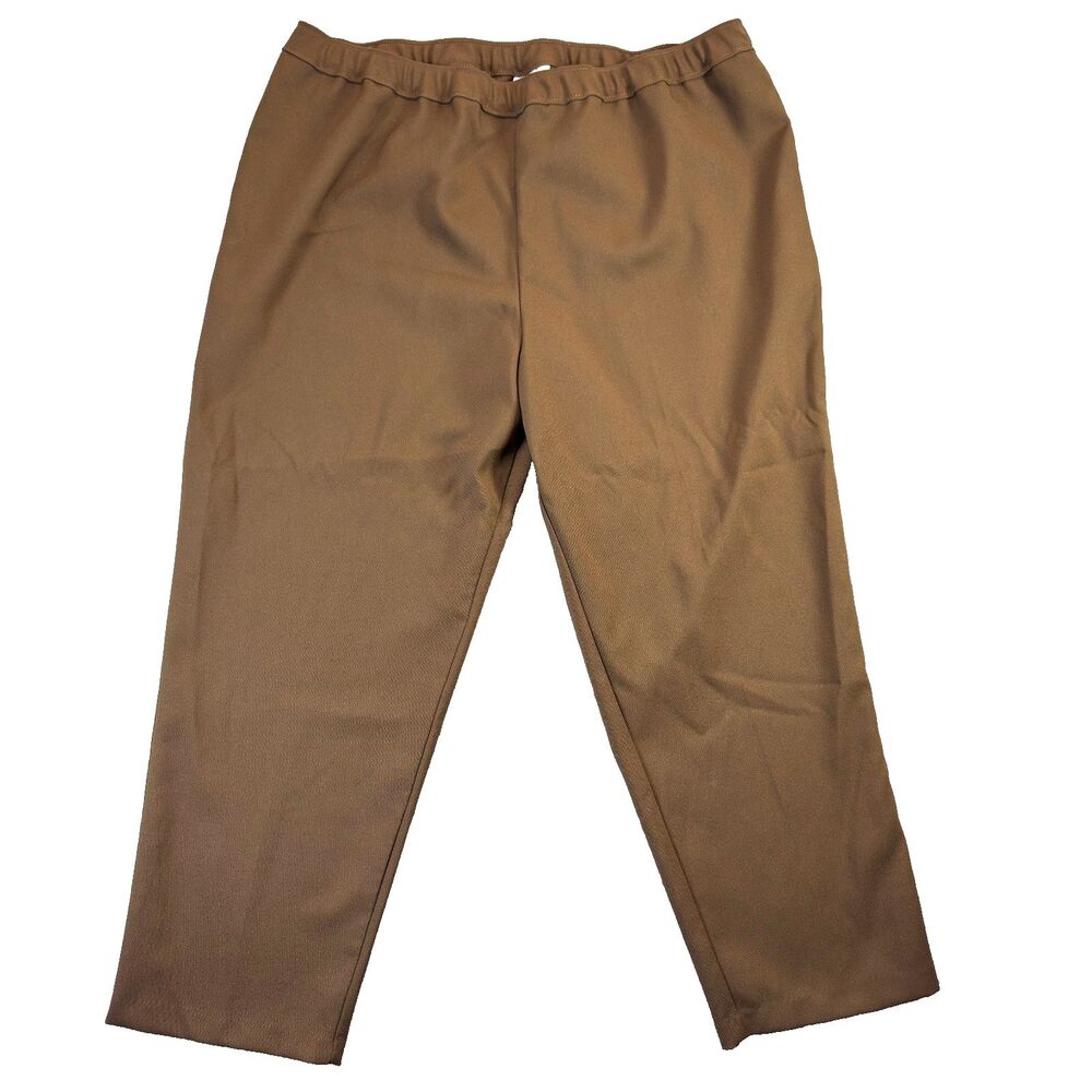 Bend Over Pants Womens 42×31 Brown Pull On Elastic Waist Stretch Career Office